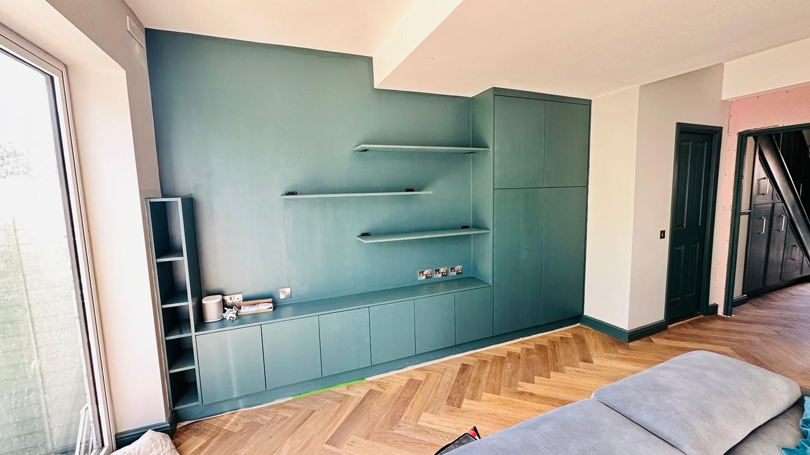 Custom designed and built pine wall unit