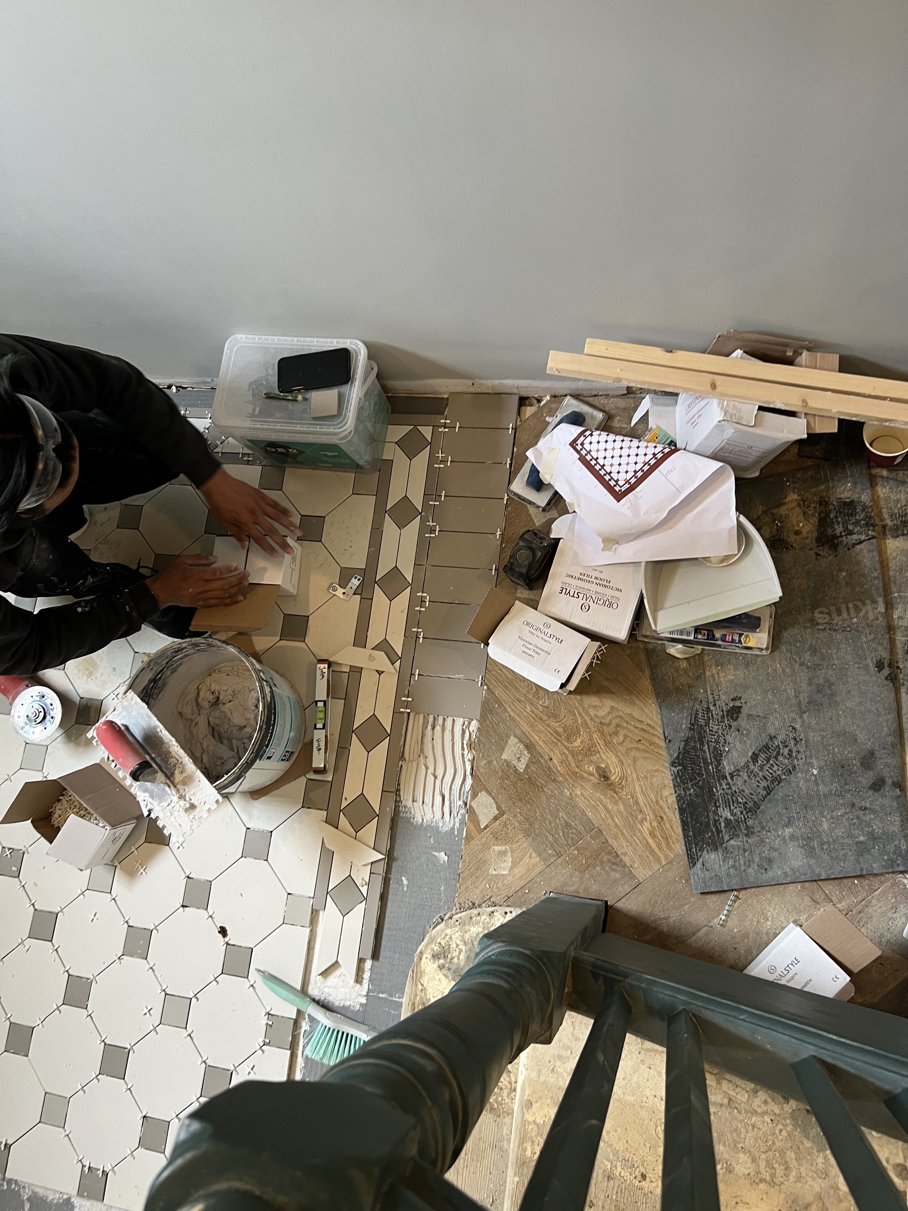 Installation of traditional Victorian Mosaics based on custom design